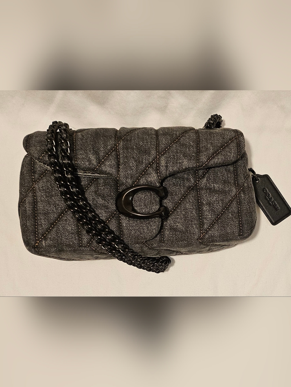 *NWT* COACH Tabby 20 in Quilted Denim - Grey - Picture 6 of 6
